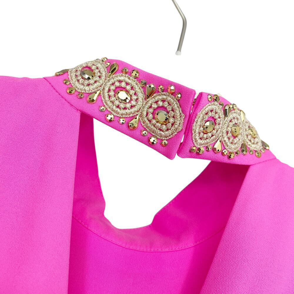 NWT Lilly Pulitzer Brandi Pink Embellished Beaded-Neck Sleeveless Dress Size 8 - Picture 5 of 11
